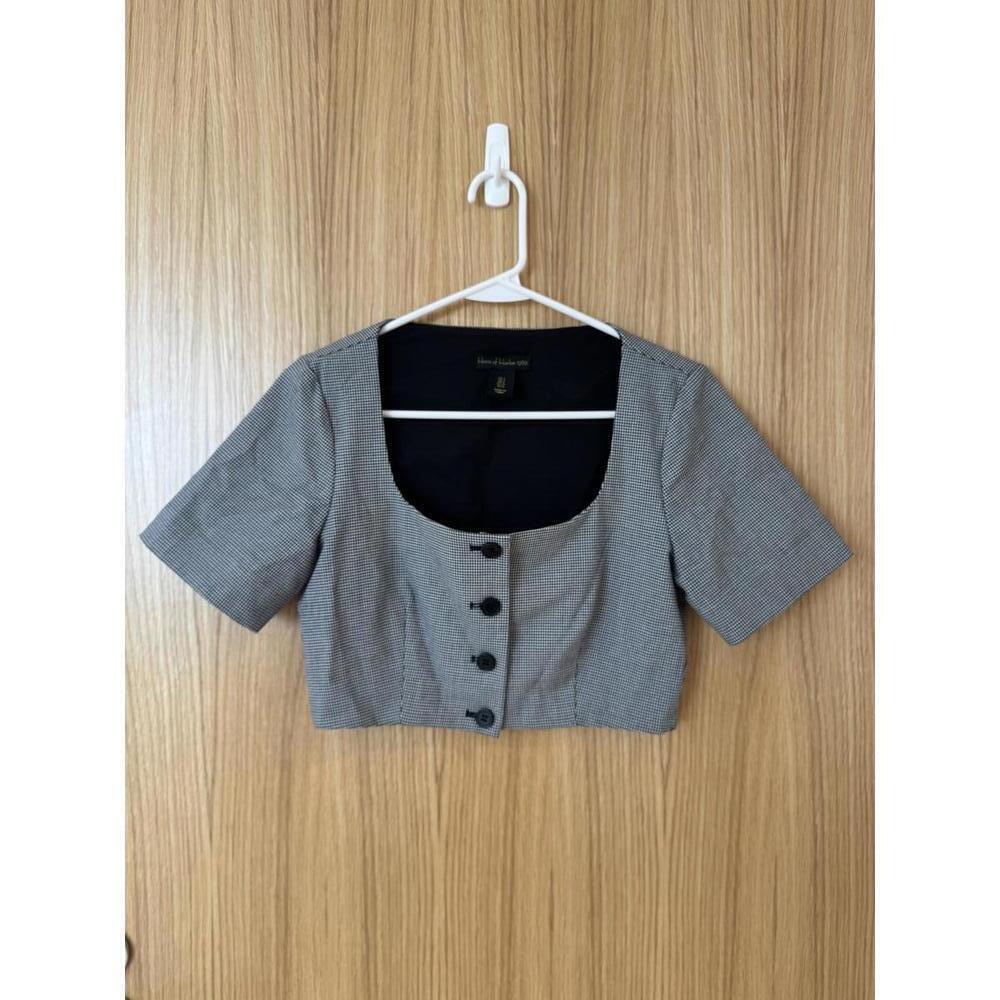 House of Harlow 1960 Gray Checkered Cropped Top Vest Size 2 - Picture 4 of 5